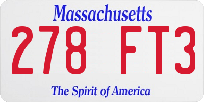 MA license plate 278FT3
