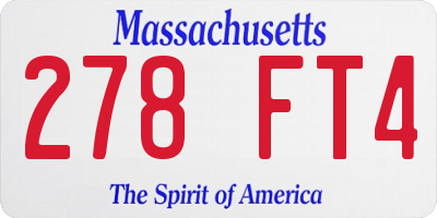 MA license plate 278FT4