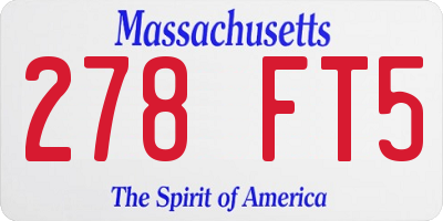 MA license plate 278FT5