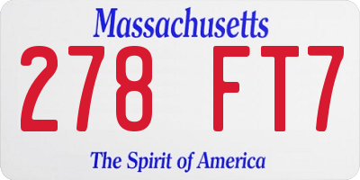 MA license plate 278FT7
