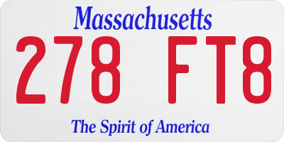 MA license plate 278FT8