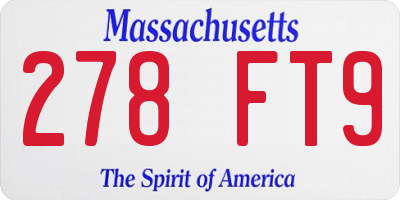 MA license plate 278FT9