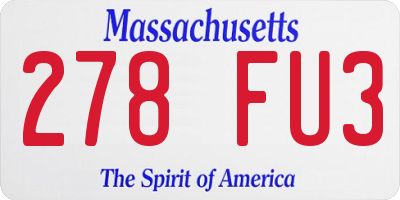 MA license plate 278FU3