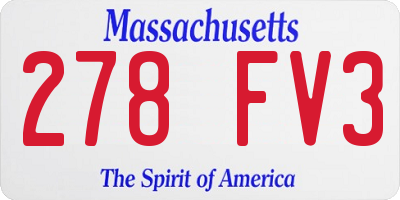 MA license plate 278FV3