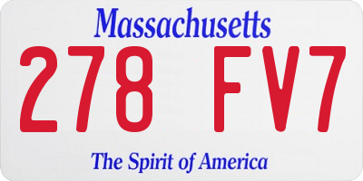 MA license plate 278FV7
