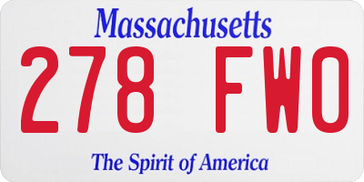 MA license plate 278FW0