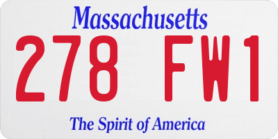 MA license plate 278FW1