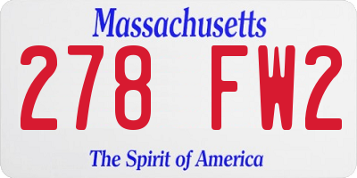 MA license plate 278FW2