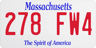 MA license plate 278FW4