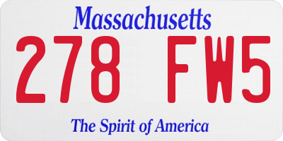MA license plate 278FW5