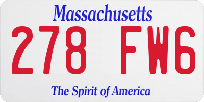 MA license plate 278FW6