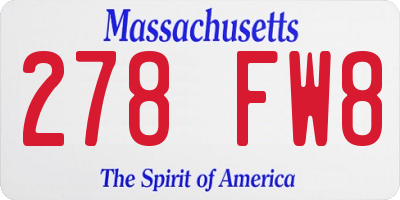 MA license plate 278FW8