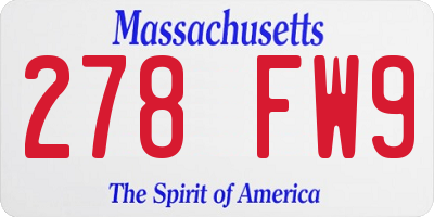 MA license plate 278FW9