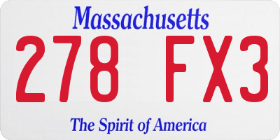 MA license plate 278FX3