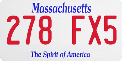 MA license plate 278FX5