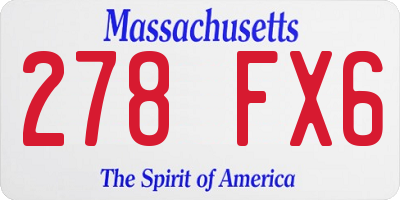 MA license plate 278FX6
