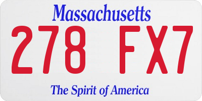 MA license plate 278FX7