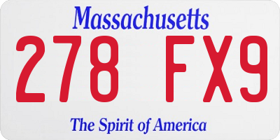 MA license plate 278FX9