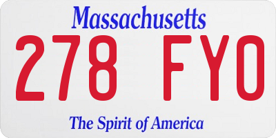 MA license plate 278FY0