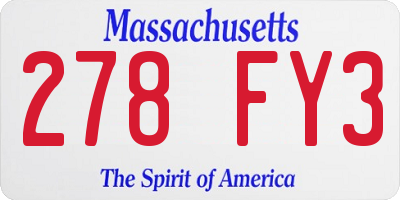 MA license plate 278FY3