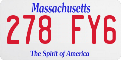 MA license plate 278FY6