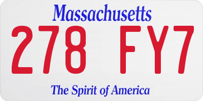 MA license plate 278FY7