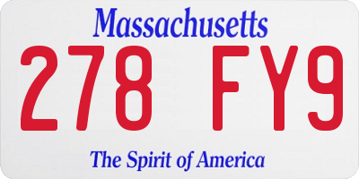 MA license plate 278FY9