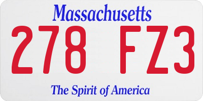 MA license plate 278FZ3