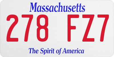 MA license plate 278FZ7