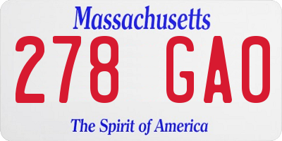 MA license plate 278GA0