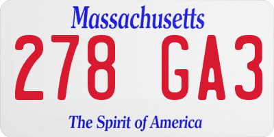MA license plate 278GA3