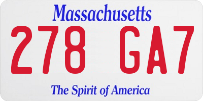 MA license plate 278GA7