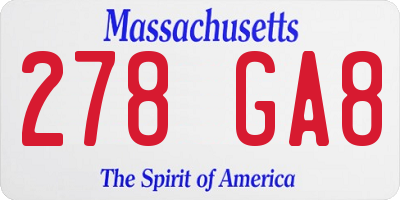 MA license plate 278GA8