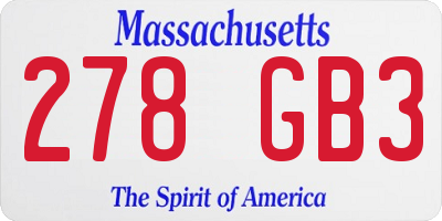 MA license plate 278GB3