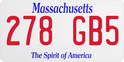 MA license plate 278GB5