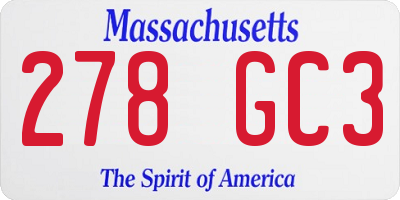 MA license plate 278GC3