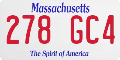 MA license plate 278GC4