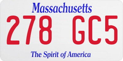 MA license plate 278GC5