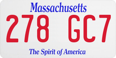 MA license plate 278GC7