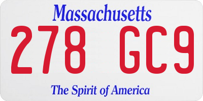MA license plate 278GC9