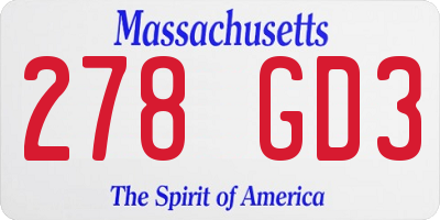MA license plate 278GD3