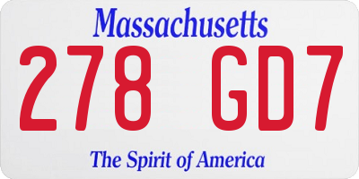 MA license plate 278GD7