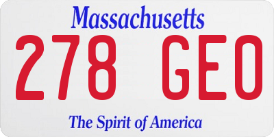 MA license plate 278GE0