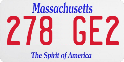 MA license plate 278GE2