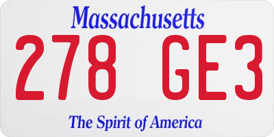 MA license plate 278GE3