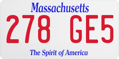 MA license plate 278GE5