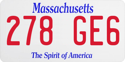 MA license plate 278GE6