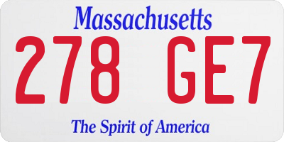 MA license plate 278GE7