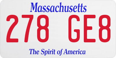 MA license plate 278GE8