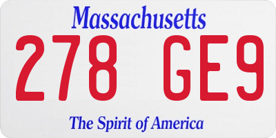 MA license plate 278GE9